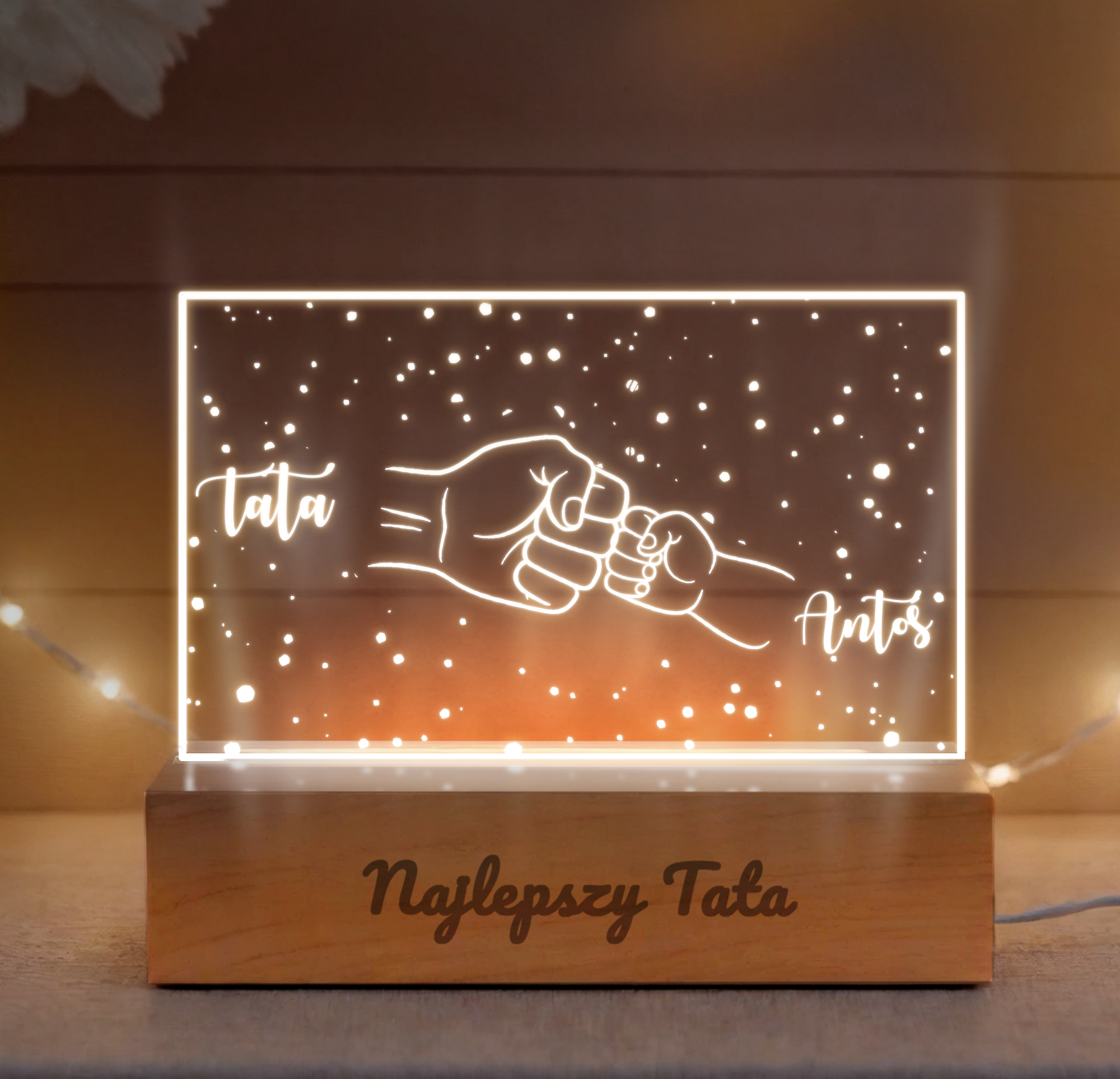 Lampka LED z imionami dzieci – Prezent dla Taty “Najlepszy Tata”