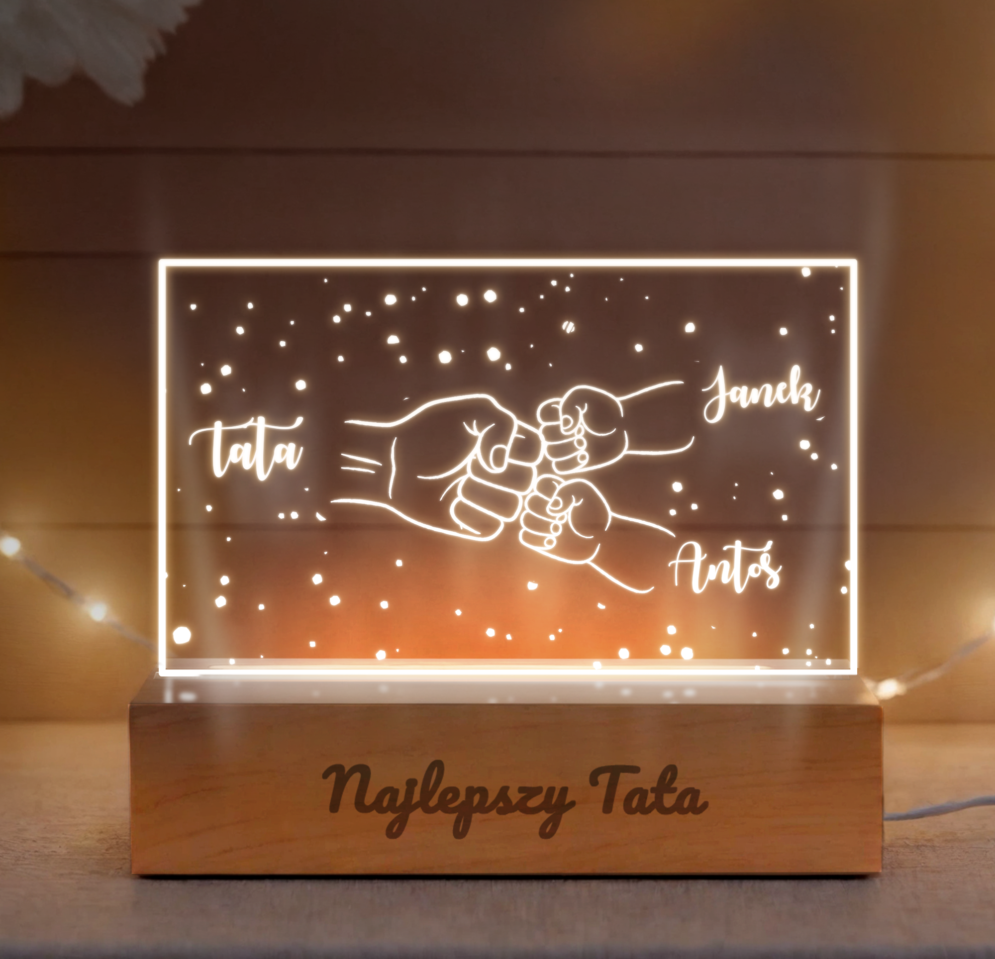 Lampka LED z imionami dzieci – Prezent dla Taty “Najlepszy Tata”